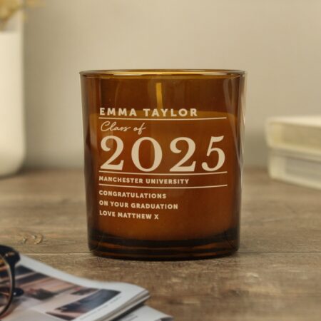 Personalised Graduation Amber Glass Candle: 7 - Candles By Gift Moments
