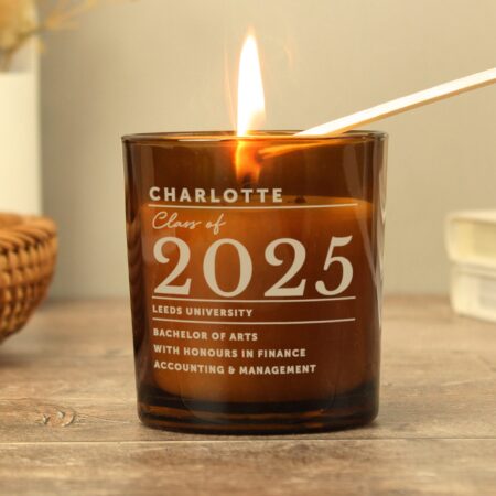 Personalised Graduation Amber Glass Candle: 3 - Candles By Gift Moments