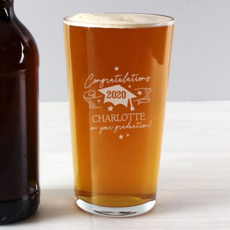 Personalised Graduation Pint Glass: 1 - Beer Glasses By Gift Moments