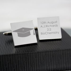 Personalised Graduation Square Cufflinks: 1 - Cufflinks & Tie Slides By Gift Moments
