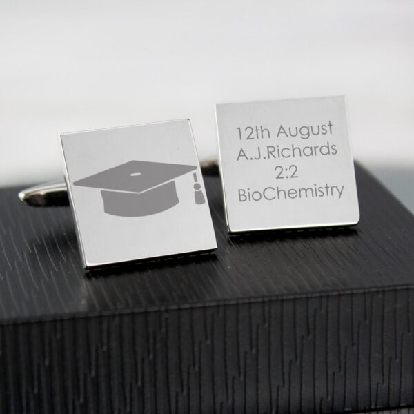 Personalised Graduation Square Cufflinks: 1 - Cufflinks & Tie Slides By Gift Moments