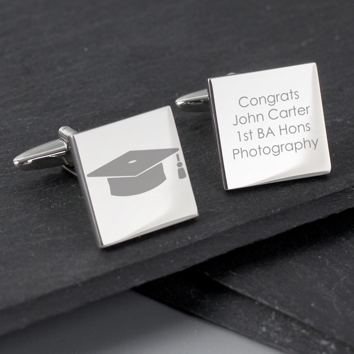 Personalised Graduation Square Cufflinks: 2 - Cufflinks & Tie Slides By Gift Moments