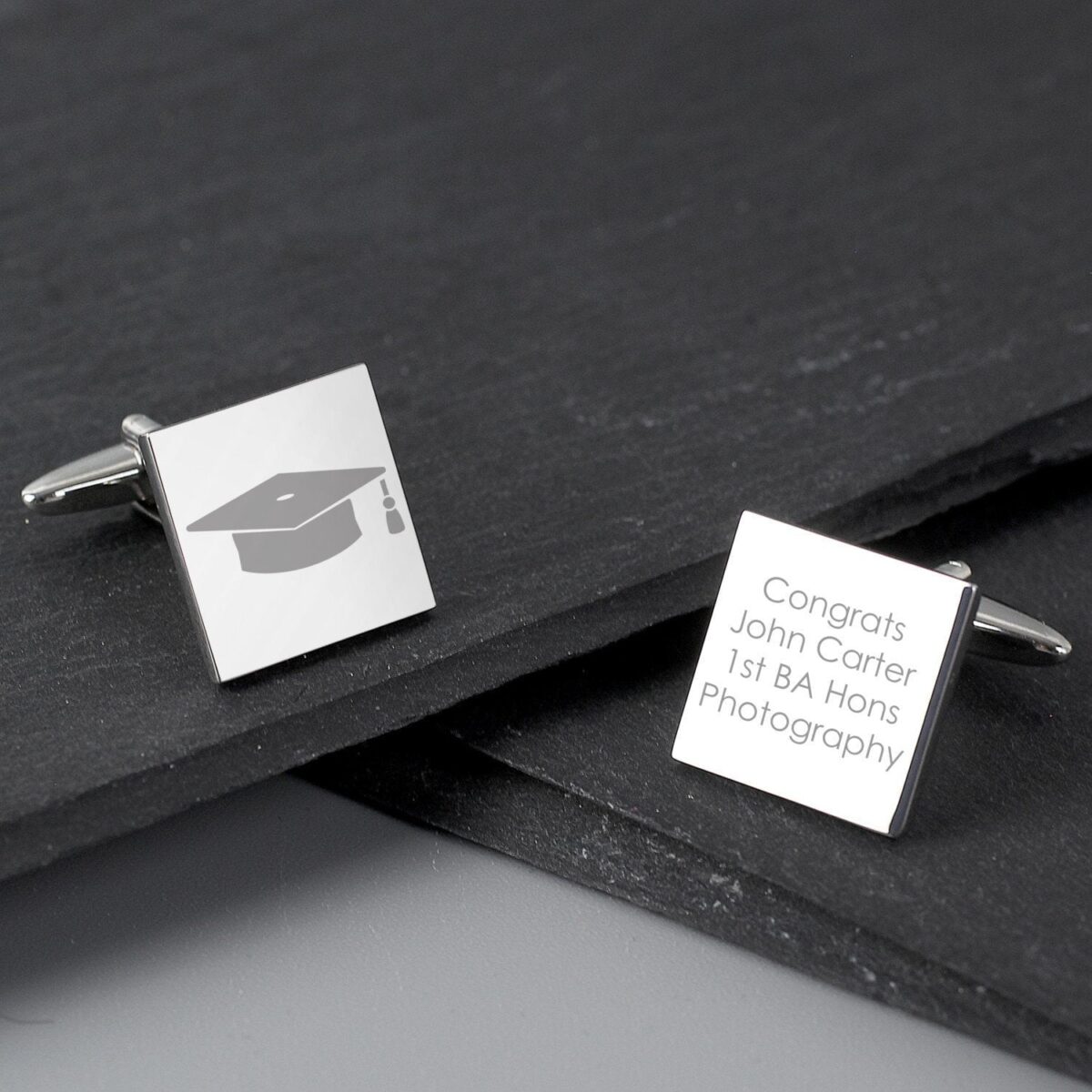 Personalised Graduation Square Cufflinks: 4 - Cufflinks & Tie Slides By Gift Moments