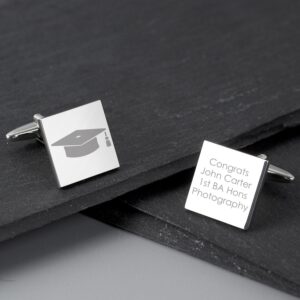 Personalised Graduation Square Cufflinks: 4 - Cufflinks & Tie Slides By Gift Moments