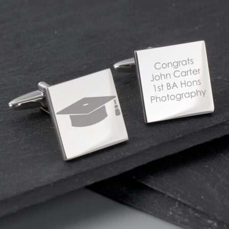 Personalised Graduation Square Cufflinks: 2 - Cufflinks & Tie Slides By Gift Moments