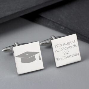 Personalised Graduation Square Cufflinks: 3 - Cufflinks & Tie Slides By Gift Moments