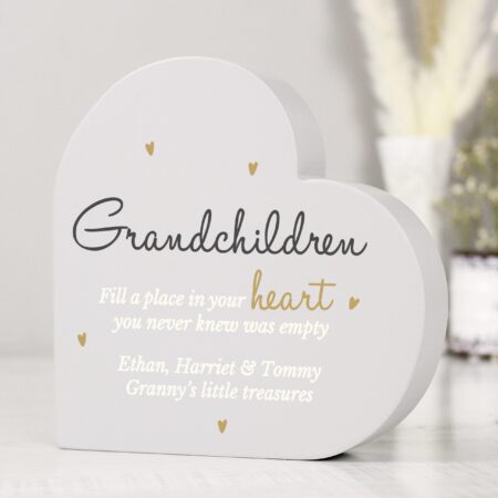 Personalised Grandchildren Free Standing Heart Ornament: 1 - Ornaments By Gift Moments