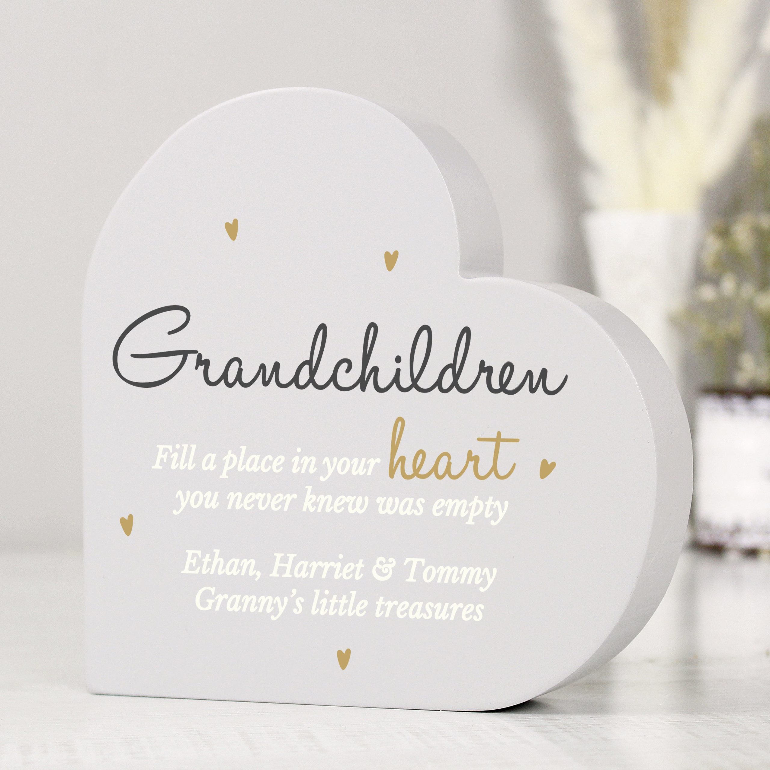 Personalised Grandchildren Free Standing Heart Ornament: 1 - Ornaments By Gift Moments