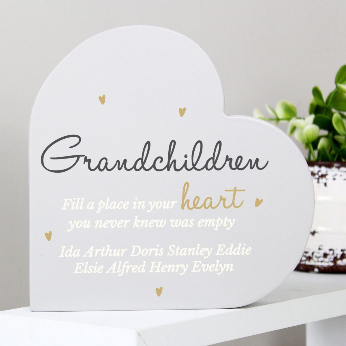 Personalised Grandchildren Free Standing Heart Ornament: 3 - Ornaments By Gift Moments