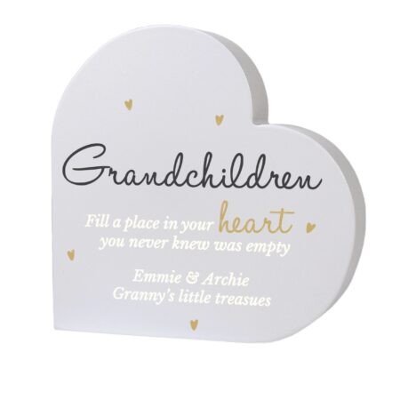 Personalised Grandchildren Free Standing Heart Ornament: 4 - Ornaments By Gift Moments