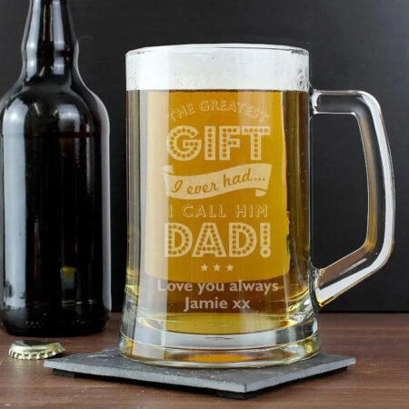 Personalised Greatest Dad Glass Pint Stern Tankard: 1 - Tankards By Gift Moments