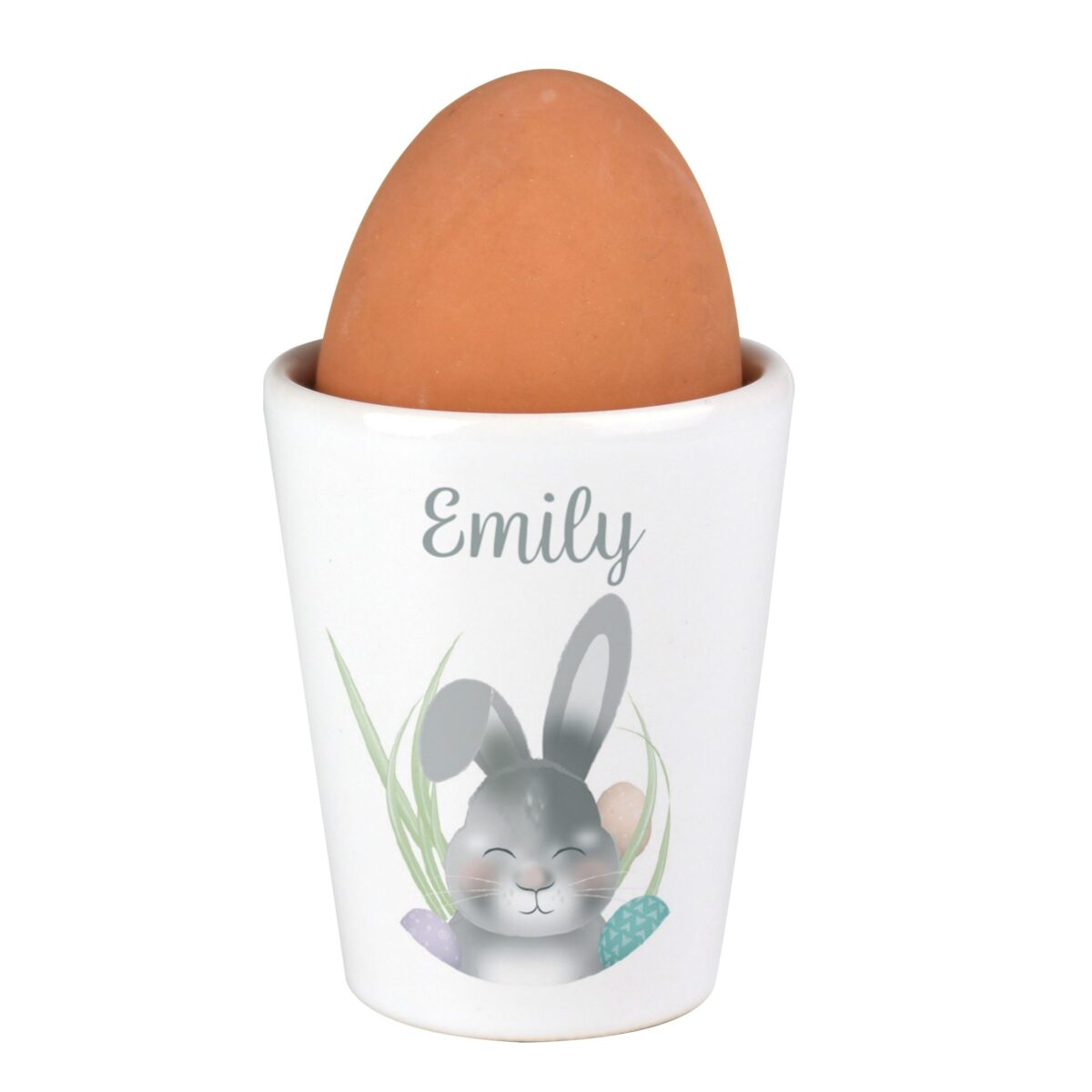 Personalised Grey Easter Bunny Egg Cup: 4 - Egg Cups By Gift Moments