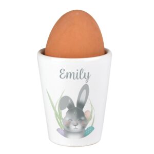 Personalised Grey Easter Bunny Egg Cup: 4 - Egg Cups By Gift Moments