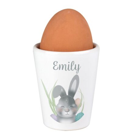 Personalised Grey Easter Bunny Egg Cup: 4 - Egg Cups By Gift Moments
