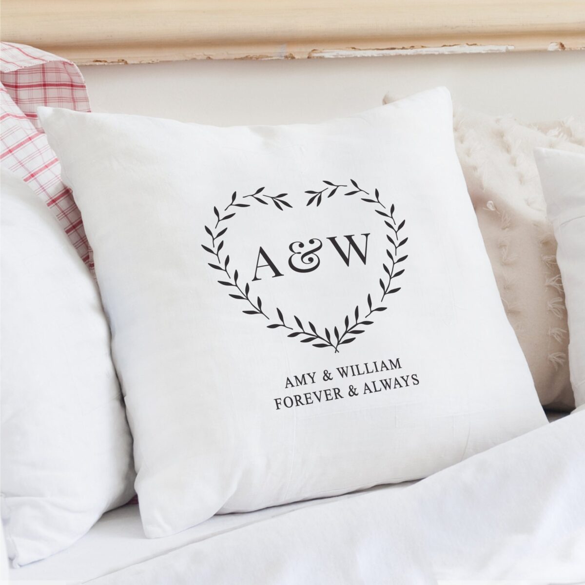 Personalised grey heart cushion