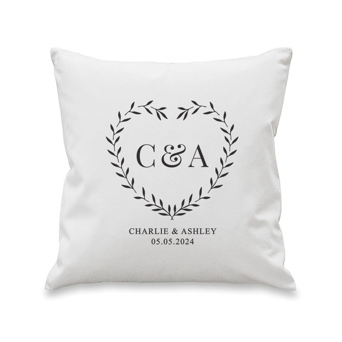 Personalised grey heart cushion