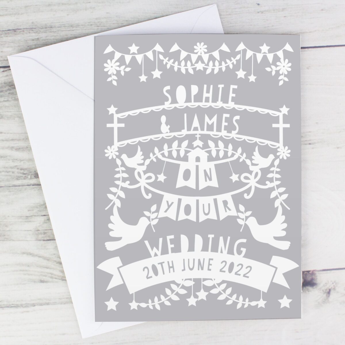 Personalised Grey Papercut Style Card: 1 - Greeting Cards By Gift Moments