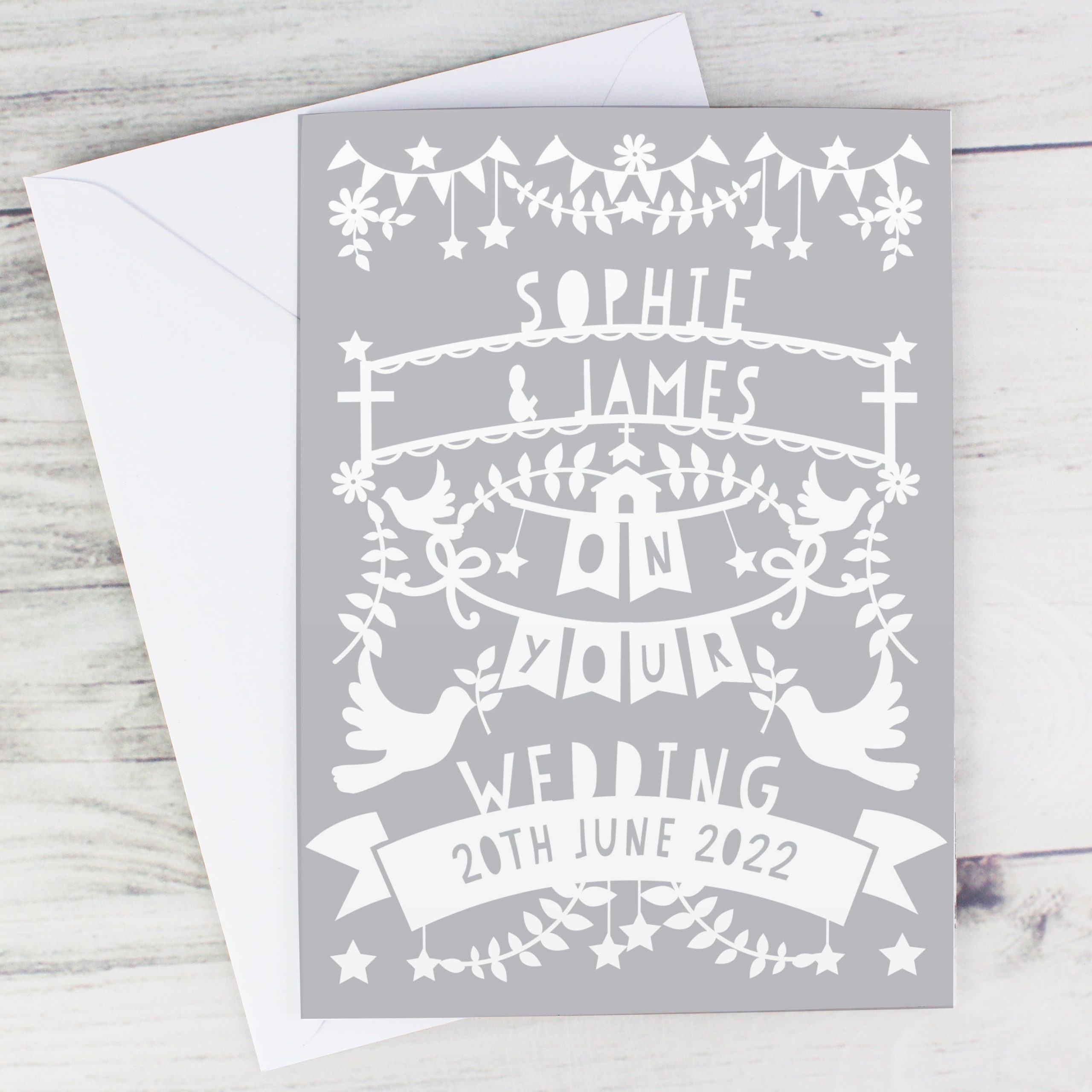 Personalised Grey Papercut Style Card: 1 - Greeting Cards By Gift Moments