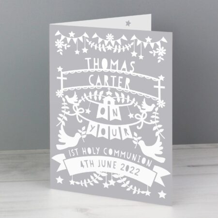 Personalised Grey Papercut Style Card: 5 - Greeting Cards By Gift Moments