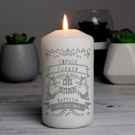 Personalised Grey Papercut Style Pillar Candle: 7 - Candles By Gift Moments