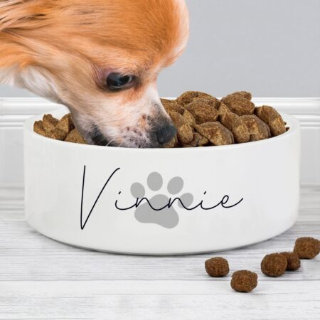 Personalised Grey Paw Print Name 14cm Medium Pet Bowl: 2 - Pet Products By Gift Moments