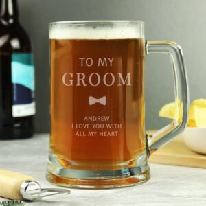 Personalised Groom Pint Stern Tankard: 4 - Tankards By Gift Moments