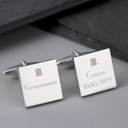 Personalised Groomsman Cufflinks: 4 - Cufflinks & Tie Slides By Gift Moments
