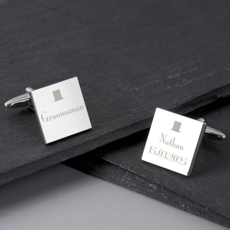 Personalised Groomsman Cufflinks: 2 - Cufflinks & Tie Slides By Gift Moments