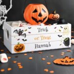 Personalised Halloween Small Wooden Treats Crate: 1 - Storage By Gift Moments