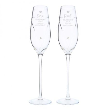 Personalised Hand Cut Heart Celebration Pair of Flutes with Gift Box: 4 - Champagne Flutes By Gift Moments