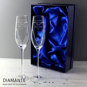 Personalised Hand Cut Heart Pair of Flutes with Gift Box: 2 - Champagne Flutes By Gift Moments