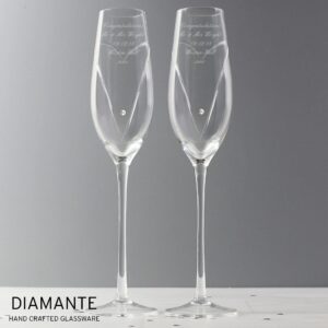 Personalised Hand Cut Heart Pair of Flutes with Gift Box: 6 - Champagne Flutes By Gift Moments