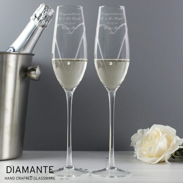 Personalised Hand Cut Heart Pair of Flutes with Gift Box: 1 - Champagne Flutes By Gift Moments