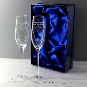 Personalised Hand Cut Little Hearts Pair of Flutes with Gift Box: 2 - Champagne Flutes By Gift Moments