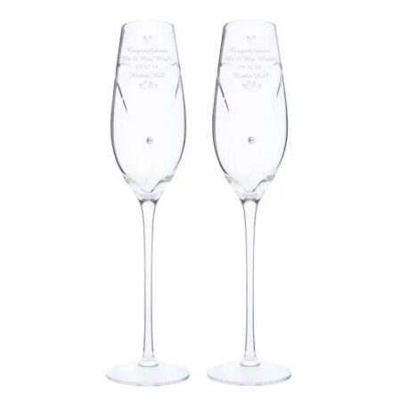 Personalised Hand Cut Little Hearts Pair of Flutes with Gift Box: 5 - Champagne Flutes By Gift Moments