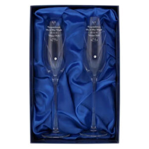 Personalised Hand Cut Little Hearts Pair of Flutes with Gift Box: 7 - Champagne Flutes By Gift Moments