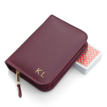 Personalised handmade leather double playing card cases