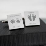 Personalised Hands and Feet New Baby Square Cufflinks: 1 - Cufflinks & Tie Slides By Gift Moments