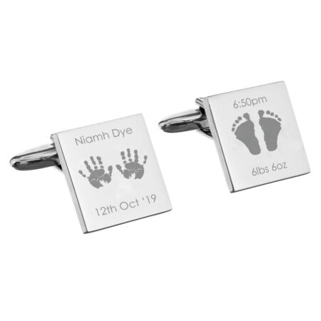 Personalised Hands and Feet New Baby Square Cufflinks: 5 - Cufflinks & Tie Slides By Gift Moments