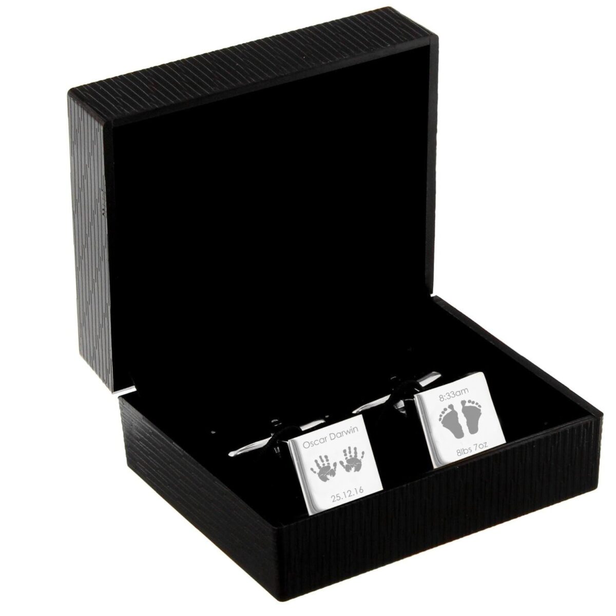 Personalised Hands and Feet New Baby Square Cufflinks: 4 - Cufflinks & Tie Slides By Gift Moments