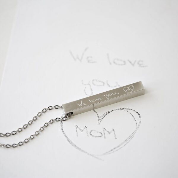 Personalised Handwriting Bar Necklace: 1 - Silver - Necklaces By Gift Moments