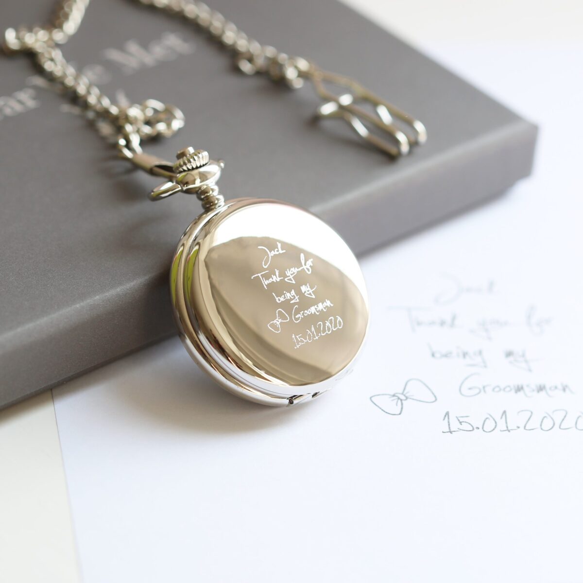 Personalised handwriting dual opening pocket watch