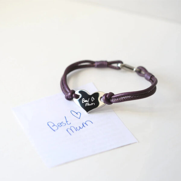 Personalised Handwriting Ladies Heart Bracelet Berry: 2 - Bracelets By Gift Moments