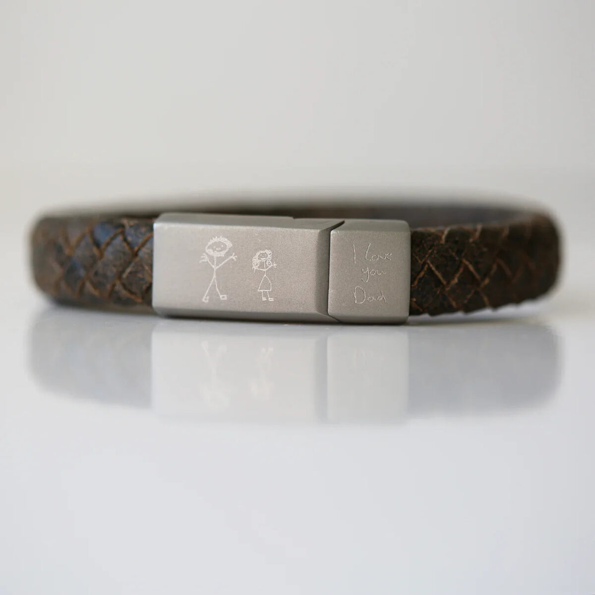 Personalised Handwriting Men’s Bracelet Rustic: 3 - Medium 20cm - Bracelets By Gift Moments