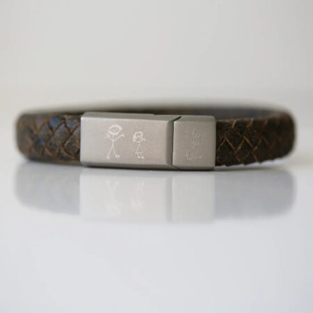 Personalised Handwriting Men’s Bracelet Rustic: 3 - Medium 20cm - Bracelets By Gift Moments