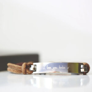 Personalised Handwriting Men’s Leather Tan Bracelet: 4 - Bracelets By Gift Moments