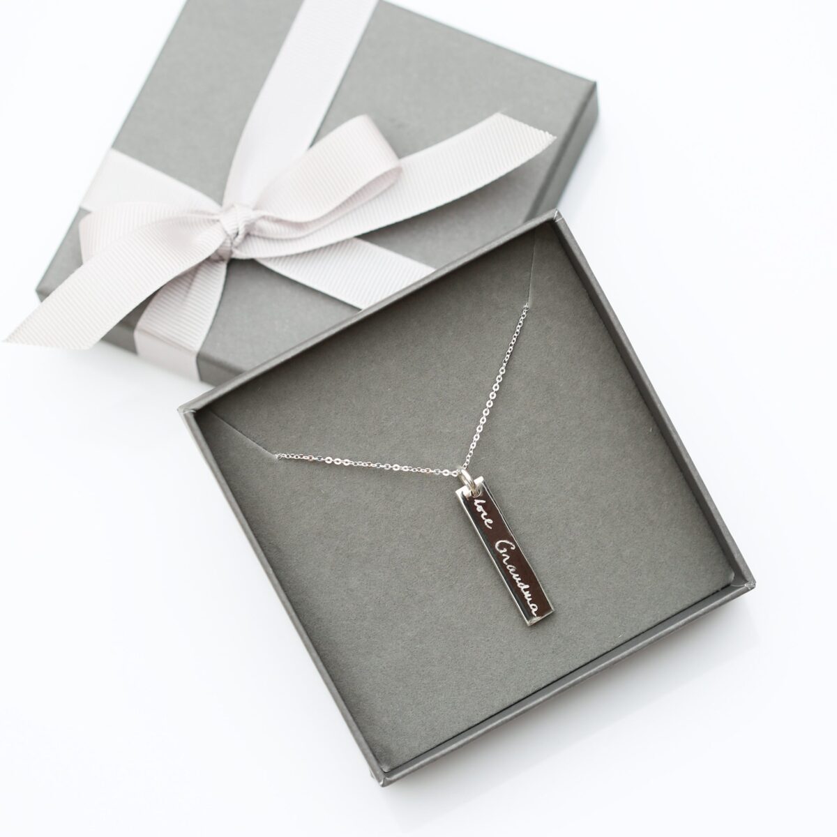 Personalised handwriting sterling silver bar necklace