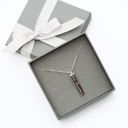 Personalised handwriting sterling silver bar necklace