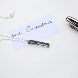 Personalised Handwriting Sterling Silver Bar Necklace: 3 - Necklaces By Gift Moments