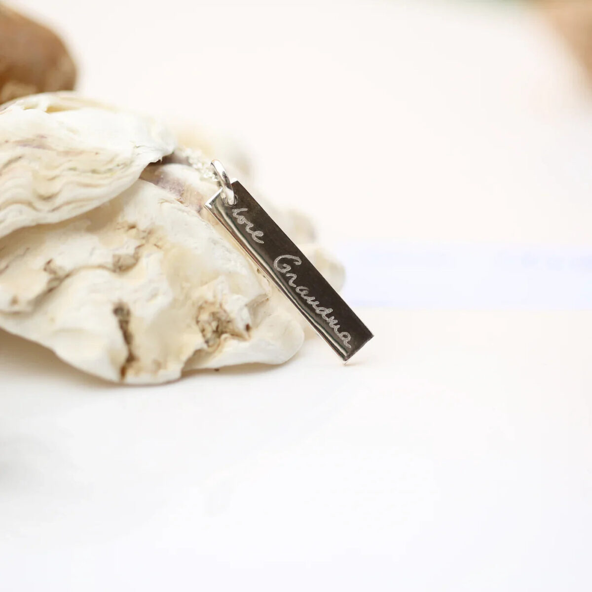 Personalised handwriting sterling silver bar necklace